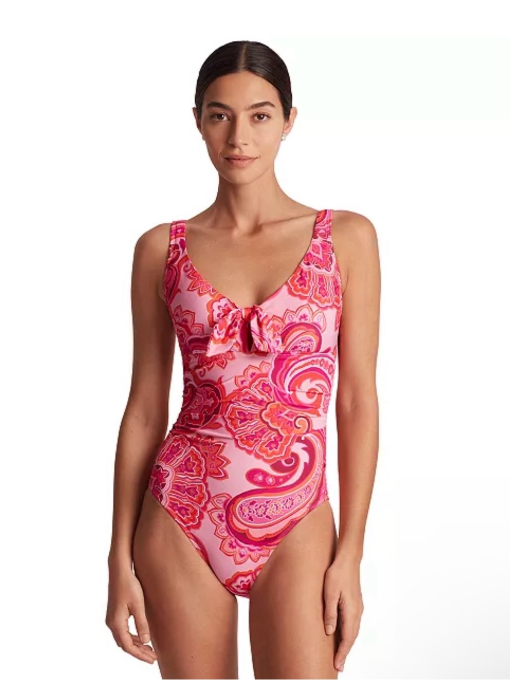 Lauren Ralph Lauren Printed Tie-Front One Piece Swimsuit Size 8